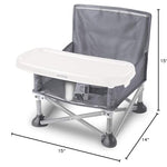 Summer by Bright Starts Pop 'N Sit Portable Booster Chair, Floor Seat, Indoor/Outdoor Use, Compact Fold, Grey, 6 Mos - 3 Yrs
