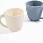 2 Pack Silicone Training Cups for Baby and Kids, Toddler Learning Cups with Handles, BPA Free, Microwave and Dishwasher (White & Grey Blue)