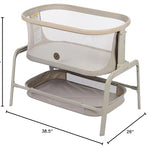 Maxi-Cosi Iora Baby Bassinets Bedside Sleeper, Portable Bassinet, Infant Bedside Sleeper Crib, Height Adjustable, Breathable Mesh, Large Storage Basket, Classic Oat