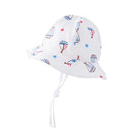 pureborn Baby Sun Hat - Wide Brims Cotton Bucket Hat Sun Protection Cap for Infant Boys 0-3 Months Star-Spangled Sailboat