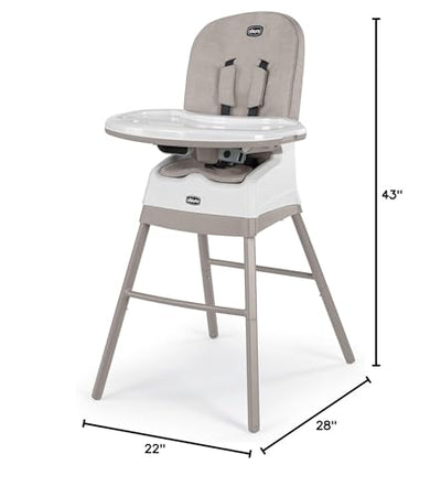 Chicco Stack Hi-Lo 6-in-1 Multi-Use Convertible High Chair, Reclines for Babies and Toddlers, Easy-Clean Baby High Chair Booster Toddler Seat Combo | Sand/Beige