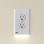 Single - SnapPower GuideLight 2 [For Duplex Outlets] - Replaces Plug-In Night Light - Electrical Receptacle Wall Plate With LED Night Lights - Auto On/Off Sensor - (Duplex, White)