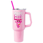 Silver Buffalo Care Bears Love-A-Lot Bear Mood Stainless Steel Tumbler with Handle and Straw, Fits in Standard Cup Holder, 40 Ounces