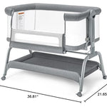 BabyBond Baby Bassinet, 3 in 1 Bassinet Bedside Sleeper with Washable Soft Mattress and Sheet, 6 Height Adjustable Bedside Crib, 4-Sided Mesh Bedside Bassinet for Baby