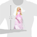 Barbie Bridal Fashion Doll Clothes & Accessories Set, Blonde Bride in Fantasy-Inspired White & Pink Wedding Dress with Ring, Veil & Bouquet