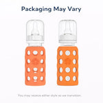 Lifefactory 9-Ounce Glass Baby Bottle with Stage 2 Nipple and Protective Silicone Sleeve Papaya (LF110019C4)