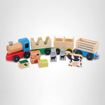 Melissa & Doug Wooden Farm Train Set - Classic Wooden Toy (3 Linking Cars)