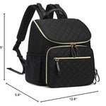 LORADI Large Capacity Diaper Bag with Stroller Buckle, Water-Resistant Travel Backpack with Insulated Pockets (Nylon, Black-Gold)