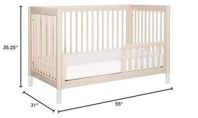 Babyletto Gelato 4-in-1 Convertible Baby Crib with Wooden Toddler Bed, Daybed & Full-Size Bed Conversion - GREENGUARD Gold Certified - 4 Adjustable Mattress Heights - Washed Natural & White