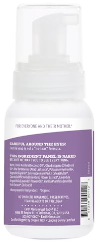 Earth Mama Calming Lavender Baby Wash Liquid Foaming Hand Soap, Organic All-Purpose Lavender Body Wash for Sensitive Skin, Castile Soap with Coconut Oil, Shea Butter, Calendula, & Aloe, 5.3 Fl Oz