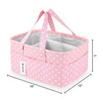 Pink Diaper Caddy Organizer for Baby Girl-Large Portable Diaper Caddy Basket for Changing Table-Diaper Organizer Caddy-Car Travel Tote Bag-Newborn Registry Baby Shower Basket for Diapers & Wipes
