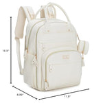 BabbleRoo Leather Diaper Bag Backpack - Baby Essentials Travel Baby Bag, Multi function, Waterproof, with Changing Pad, Stroller Straps & Pacifier Case – Unisex, Eggshell White