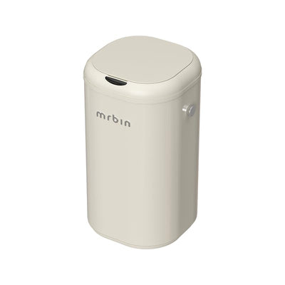 MRBIN Metal Motion Sensor Adsorption Diaper Pail Refills with Lid, 8gal / 30L Covered Touchless Square Baby Adult Trash Can, Pet Litter Garbage Bucket for Nursery Bedside, Bathroom, Toilet, White