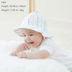 pureborn B-Newborn Unisex Baby Sun Hat Wide Brims Bucket Hat Sun Protection with Straps Elephant+Blue Stripe 0-3 Months