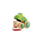 Hape Frog Pull-Along | Wooden Frog Fly Eating Pull Toddler Toy, Bright Colors