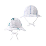 pureborn B-Newborn Unisex Baby Sun Hat Wide Brims Bucket Hat Sun Protection with Straps Elephant+Blue Stripe 0-3 Months