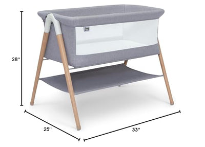 Simmons Kids Koi by The Bed Bassinet with Breathable Mesh and Natural Beechwood Legs, Dove Grey