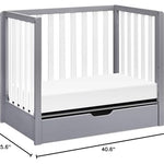 Carter's by DaVinci Colby 4-in-1 Convertible Mini Crib with Trundle Drawer in Grey and White, Greenguard Gold Certified, Undercrib Storage