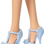 Barbie Fashionistas Doll #237 with Wavy Blonde Ponytail Wearing Blue Bow Halter Dress, Black Hair Bow Accessory and Matching Blue Heels