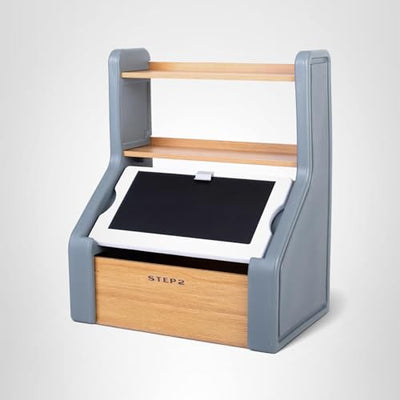 Step2 Harmony Toy Storage Box, Kids Toy Storage Bin with Chalkboard Lid, Easel & Toy Organizer in One, Made of Durable Plastic, For Toddlers 2+ Years Old, Sage Gray