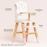 Le Toy Van - Educational Wooden Toy Role Play Beautiful Doll High Chair | Girls Pretend Play Toy Pram Playset - for Ages 3+ (TV601)