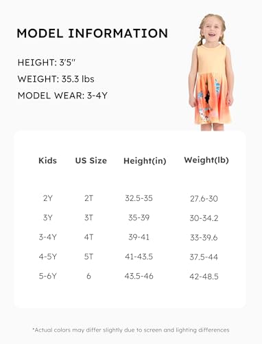 Disney Princess Toddler Girl Dress Moana Character Print Casual Sundress Sleeveless Summer Outfit School Holiday Clothes Orange 3T