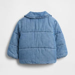 GAP Baby Girls Denim Puffer Jacket Light Wash 6-12M