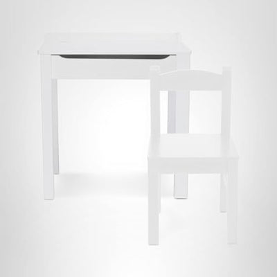 Melissa & Doug Wooden Child's Lift-Top Desk & Chair - White Play Desk and Chair Set for Toddlers and Kids Ages 3+