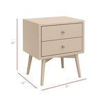 Babyletto Palma 2-Drawer Assembled Nightstand in Taupe, GREENGUARD Gold Certified, Mid-Century Modern Design