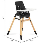 Dream On Me Nibble 2-in-1 Wooden Highchair | Convertible Baby Feeding Chair with Removable Tray, Adjustable Footrest, 5-Point Harness, Lightweight Modern Design for Infants & Toddlers