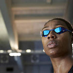 Mizuno GX-Sonic Racing Mirrored Swim Goggle, Smoke Blue, One Size Fits All