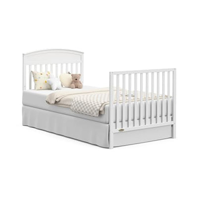 Graco Benton 4-in-1 Convertible Mini Crib with Bonus Crib Mattress – GREENGUARD Gold Certified, 2.75-Inch Mattress Included, Baby Crib Converts to Twin Bed, Ideal for Small Spaces (White)
