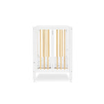 Delta Children Mia Portable Folding Mini Crib with 1.5-Inch Mattress - Greenguard Gold Certified, Bianca White/Natural