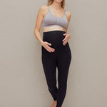Motherhood Maternity Workout Over the Belly Pregnancy and Postpartum Leggings, Yoga Pants womens, 26 inch black, Large