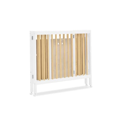 Delta Children Mia Portable Folding Mini Crib with 1.5-Inch Mattress - Greenguard Gold Certified, Bianca White/Natural