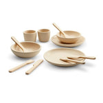 PlanToys® Pretend Play Wooden Tableware Set for Kids | 16-Piece Montessori Kitchen Toy Set with Plates, Cups, Bowls & Utensils | Eco-Friendly, Non-Toxic Toy for Toddlers & Preschoolers