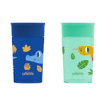 Dr. Brown's Milestones Cheers 360 Spoutless Transition Cup, Travel Friendly and Leak Free Sippy for Babies and Toddlers, Blue/Green Animals, BPA-Free, 10 oz/300 mL, 9m+, 2-Pack