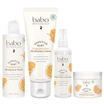 Babo Botanicals Baby Care Essentials Gift Set - Skincare, Bath & Diaper - For Delicate Skin, Fragrance-Free with Shea Butter, Includes Reusable Carry Pouch - Natural & Plant Based - 5 Items Set