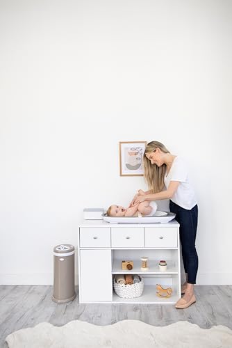 Ubbi Stainless Steel Diaper Pail, Odor Locking, No Special Bag Required, Award-Winning, Registry Must-Have, Taupe