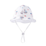 pureborn Baby Sun Hat - Wide Brims Cotton Bucket Hat Sun Protection Cap for Infant Boys 0-3 Months Star-Spangled Sailboat
