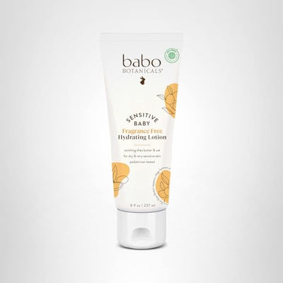 Babo Botanicals Sensitive Baby Fragrance-Free Daily Hydrating Baby Lotion- For body & face - For Babies, Kids & Adults with Sensitive Skin - EWG Verified - Vegan (Packaging may vary)