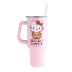 Silver Buffalo Sanrio Hello Kitty Christmas Gingerbread Holiday Dress Stainless Steel Tumbler with Handle and Straw, Fits in Standard Cup Holder, 40 Ounces