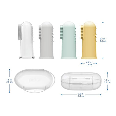 Dr. Brown's Silicone Finger Toothbrush for Baby with Travel-Storage Case, 3m+, Gray and Light Green, 2 Count, (Pack of 1)
