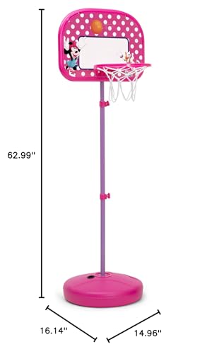 Delta Children - Disney Minnie Mouse Kids Basketball Hoop Set, Height Adjustable Toddler Basketball Goal with Stand, Indoor Outdoor Sports Toy, Includes Ball and Pump, Pink