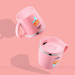 Baby Kids Toddler Sippy Cup Mug for Milk, Coffee, Stainless Steel Trainer Straw Cup with Lid, Fox, 7oz/Pink