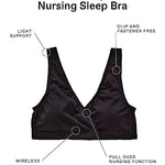 Motherhood Maternity Nursing Bras, Women’s Cotton Spandex Wrap Front Sleep Bra, Bralette for Breastfeeding & Pumping, Black, 1-Pack, Large