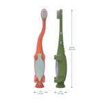 Dr. Brown's Baby and Toddler Toothbrush, Green and Orange Dinosaur 2-Pack, 1-4 Years