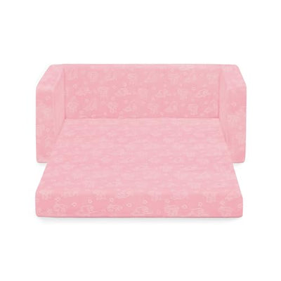 Delta Children - Serta Perfect Sleeper Kids 2-Seater Sofa, Convertible 2-in-1 Flip Open Toddler Couch Sleeper, Foam Chair for Playroom & Bedroom, Bed Lounger, Comfy Play Sleeping Lounge Chair, Pink