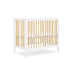 Delta Children Mia Portable Folding Mini Crib with 1.5-Inch Mattress - Greenguard Gold Certified, Bianca White/Natural