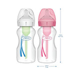 Dr. Brown's Natural Flow Anti-Colic Options+ Wide-Neck Baby Bottles 9 oz/270 mL, with Level 1 Slow Flow Nipple, 4 Count, 0m+